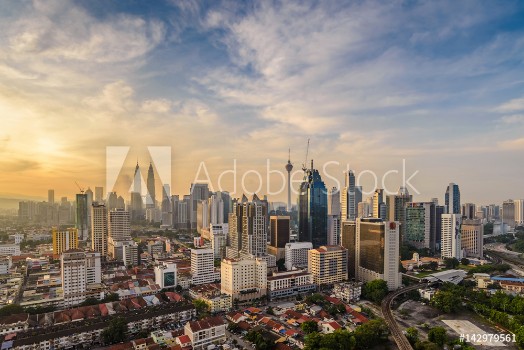 Picture of Kuala Lumpur city skyline when sunrise Malaysia